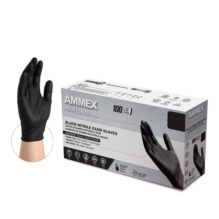 Gloveworks Black Nitrile PF Exam Gloves
