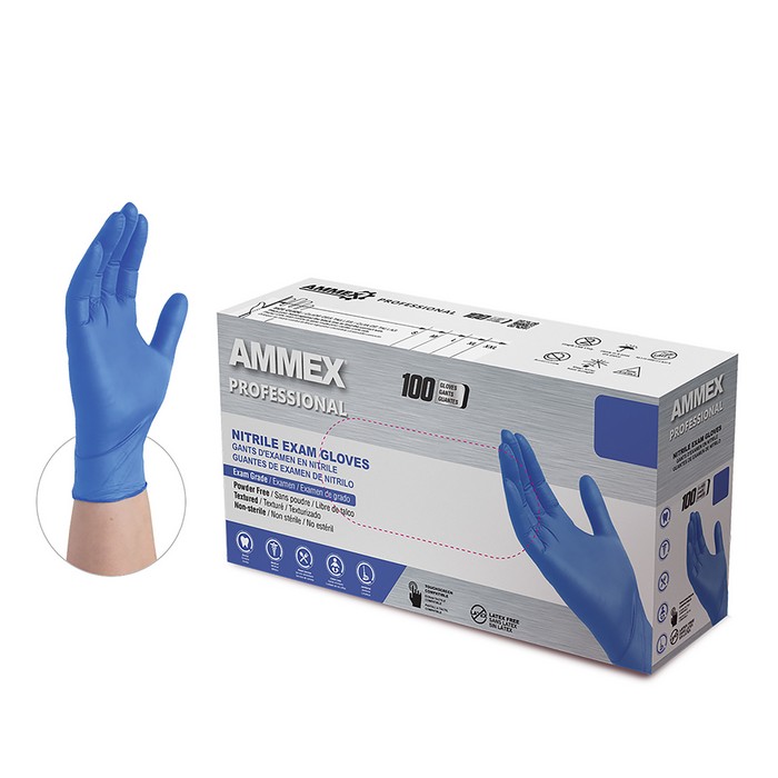 AMMEX Professional Cerulean Nitrile PF Exam Gloves