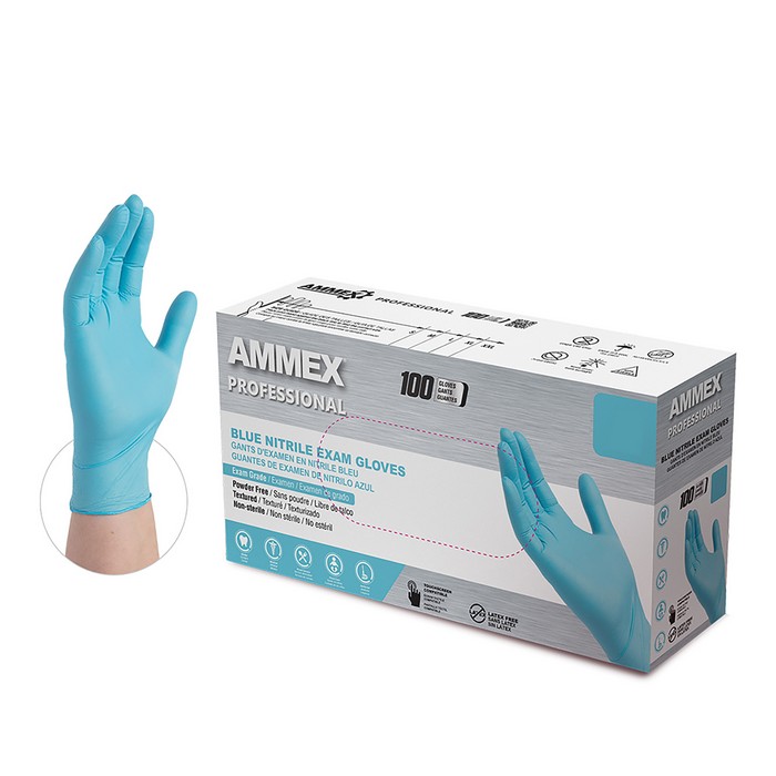 AMMEX Professional Blue Nitrile PF Exam Gloves