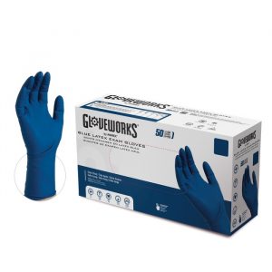 Gloveworks Blue Latex PF Exam Gloves