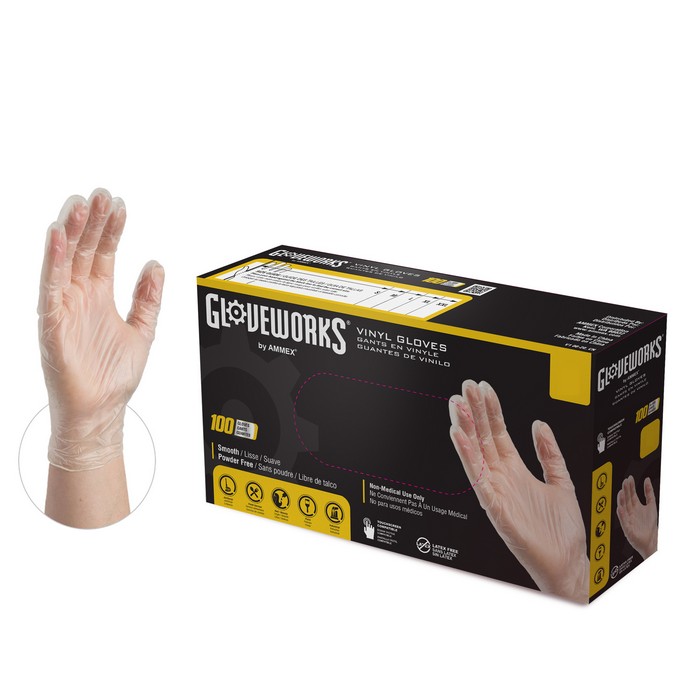 Gloveworks Clear Vinyl PF Ind Gloves